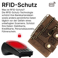 Leder Geldbörse Herren RFID Portemonnaie Echtleder Prägung mit Kette