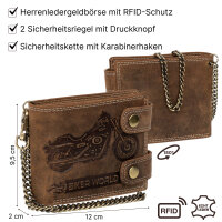 Leder Geldbörse Herren RFID Portemonnaie Echtleder Prägung mit Kette