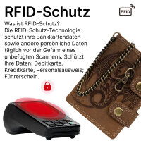 Leder Geldbörse Herren RFID Portemonnaie Echtleder Prägung mit Kette