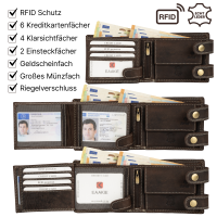 Leder Geldbörse Herren RFID Portemonnaie Echtleder Prägung mit Kette