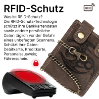 Leder Geldbörse Herren RFID Portemonnaie Echtleder Prägung mit Kette