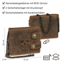 Leder Geldbörse Herren RFID Portemonnaie Echtleder Prägung mit Kette