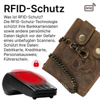 Leder Geldbörse Herren RFID Portemonnaie Echtleder Prägung mit Kette