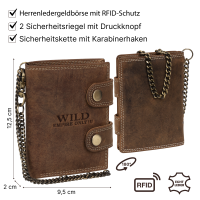 Leder Geldbörse Herren RFID Portemonnaie Echtleder Prägung mit Kette