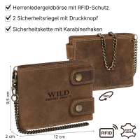 Leder Geldbörse Herren RFID Portemonnaie Echtleder Prägung mit Kette