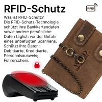Leder Geldbörse Herren RFID Portemonnaie Echtleder Prägung mit Kette