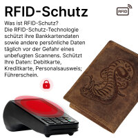 RFID Büffel Echt Leder Geldbörse Portemonnaie Herren mit geprägtem Motiv Hochformat Kobra