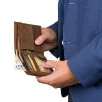 Leder Geldbörse Herren Portemonnaie RFID Querformat...