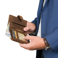 Leder Geldbörse Herren Portemonnaie RFID Hochformat...