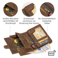 Leder Geldbörse Herren Portemonnaie RFID Hochformat Geldbeutel Echtleder Tan