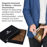 Leder Geldbörse Herren Portemonnaie RFID Hochformat Geldbeutel Echtleder Tan