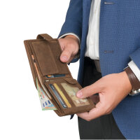 Leder Geldbörse Herren Portemonnaie RFID Querformat...