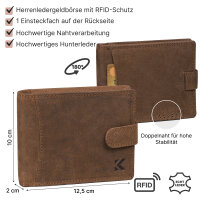Leder Geldbörse Herren Portemonnaie RFID Querformat Geldbeutel Echtleder Tan