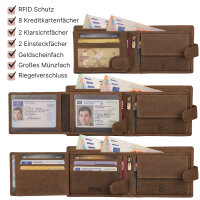 Leder Geldbörse Herren Portemonnaie RFID Querformat Geldbeutel Echtleder Tan