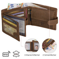 Leder Geldbörse Herren Portemonnaie RFID Querformat Geldbeutel Echtleder Tan