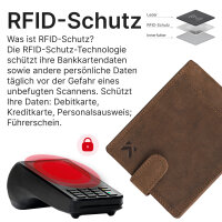 Leder Geldbörse Herren Portemonnaie RFID Querformat Geldbeutel Echtleder Tan
