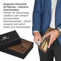 Leder Geldbörse Herren Portemonnaie RFID Querformat Geldbeutel Echtleder Tan