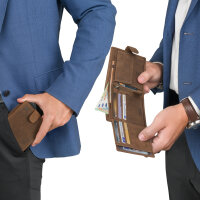 Leder Geldbörse Herren Portemonnaie RFID Querformat Geldbeutel Echtleder Tan