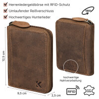 Leder Geldbörse Herren Portemonnaie RFID Hochformat Geldbeutel Echtleder Tan