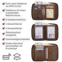 Leder Geldbörse Herren Portemonnaie RFID Hochformat Geldbeutel Echtleder Tan