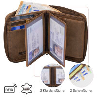 Leder Geldbörse Herren Portemonnaie RFID Hochformat Geldbeutel Echtleder Tan
