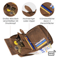 Leder Geldbörse Herren Portemonnaie RFID Hochformat Geldbeutel Echtleder Tan