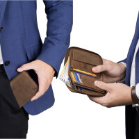 Leder Geldbörse Herren Portemonnaie RFID Hochformat Geldbeutel Echtleder Tan