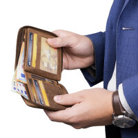 Leder Geldbörse Herren Portemonnaie RFID Querformat...