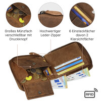 Leder Geldbörse Herren Portemonnaie RFID Querformat Geldbeutel Echtleder Tan