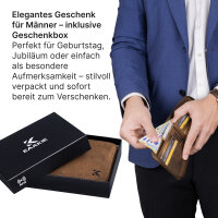Leder Geldbörse Herren Portemonnaie RFID Querformat Geldbeutel Echtleder Tan