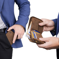 Leder Geldbörse Herren Portemonnaie RFID Querformat Geldbeutel Echtleder Tan