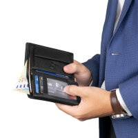 Leder Geldbörse Herren Portemonnaie RFID Hochformat...