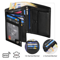 Leder Geldbörse Herren Portemonnaie RFID Hochformat Geldbeutel Echtleder