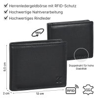 Leder Geldbörse Herren Portemonnaie RFID Querformat Geldbeutel Echtleder