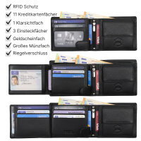 Leder Geldbörse Herren Portemonnaie RFID Querformat Geldbeutel Echtleder