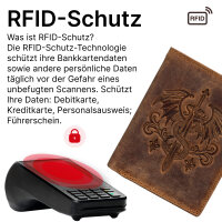RFID Büffel Echt Leder Geldbörse Portemonnaie Herren mit geprägtem Motiv Hochformat Harmonie