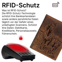 RFID Büffel Echt Leder Geldbörse Portemonnaie Herren mit geprägtem Motiv Hochformat Pferde