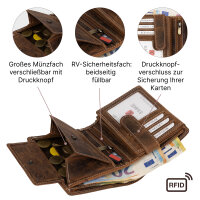 RFID Büffel Echt Leder Geldbörse Portemonnaie Herren mit geprägtem Motiv Hochformat Pferdekopf