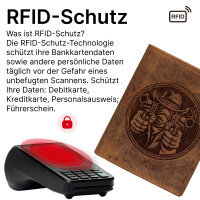 RFID Büffel Echt Leder Geldbörse Portemonnaie Herren mit geprägtem Motiv Hochformat Bandit