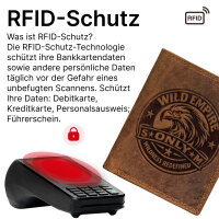RFID Büffel Echt Leder Geldbörse Portemonnaie Herren mit geprägtem Motiv Hochformat WildEmpire