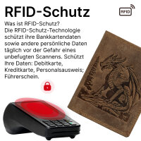 RFID Büffel Echt Leder Geldbörse Portemonnaie Herren mit geprägtem Motiv Hochformat Dragon
