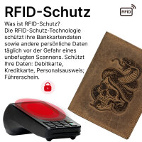 RFID Büffel Echt Leder Geldbörse Portemonnaie Herren mit geprägtem Motiv Hochformat Schlange