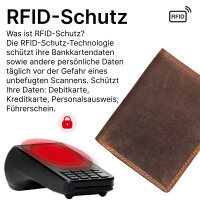 RFID Büffel Echt Leder Geldbörse Portemonnaie Herren mit geprägtem Motiv Hochformat Ohne Prägung Tan