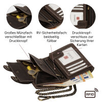 Leder Geldbörse Herren RFID Portemonnaie Echtleder Prägung mit Kette