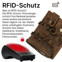 Leder Geldbörse Herren RFID Portemonnaie Echtleder Prägung mit Kette