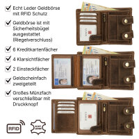 Leder Geldbörse Herren RFID Portemonnaie Echtleder Prägung mit Kette