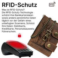 Leder Geldbörse Herren RFID Portemonnaie Echtleder Prägung mit Kette