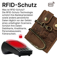 Leder Geldbörse Herren RFID Portemonnaie Echtleder Prägung mit Kette