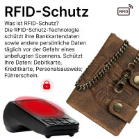 Leder Geldbörse Herren RFID Portemonnaie Echtleder Prägung mit Kette