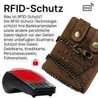 Leder Geldbörse Herren RFID Portemonnaie Echtleder Prägung mit Kette